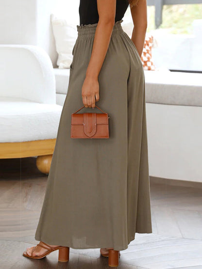 Drawstring Waist Wide Leg Pants