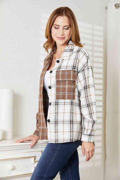 Chaqueta estilo camisa con botones en contraste a cuadros de Double Take